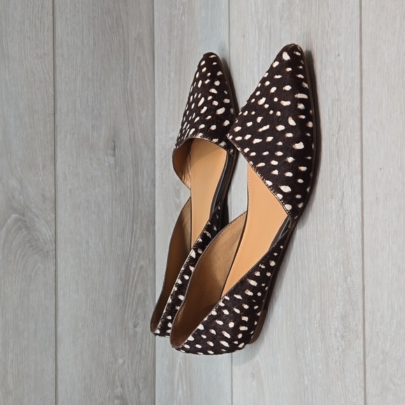 J.Crew Women Leather Animal Print fur Loafer Slip on shoes sz 8 - Picture 1 of 14